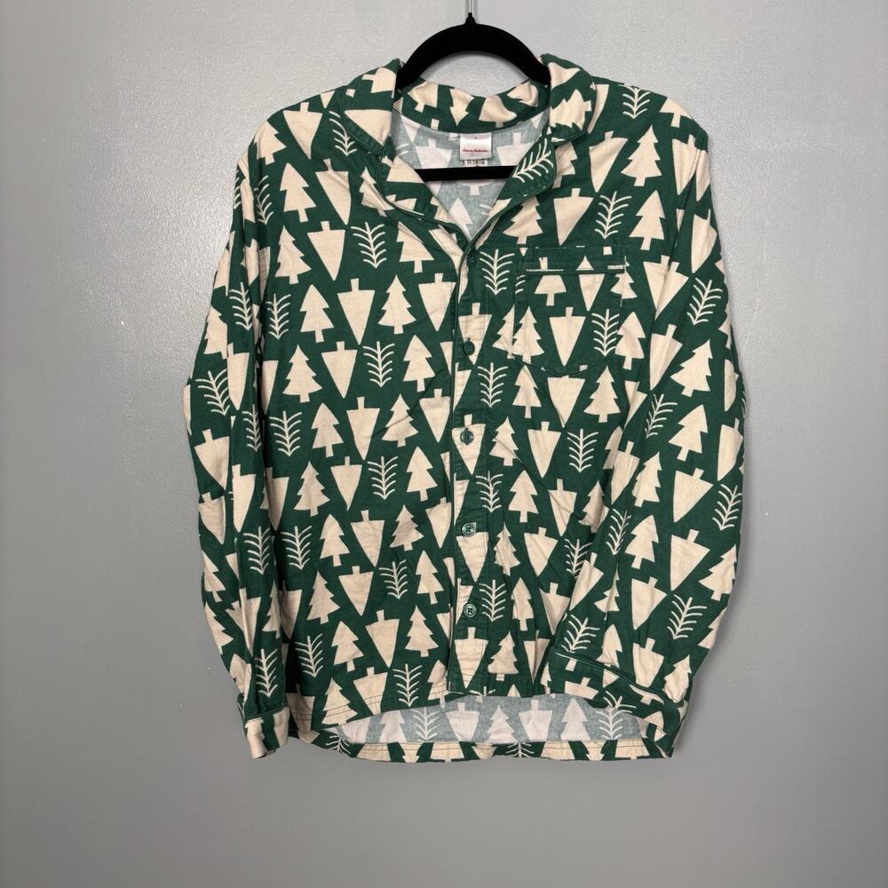 HANNA ANDERSSON Women’s Button Down Christmas Xmas Tree Farm Shirt Top Small LS